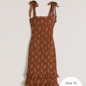 Abercrombie Tie-Strapped Smocked Midi Dress